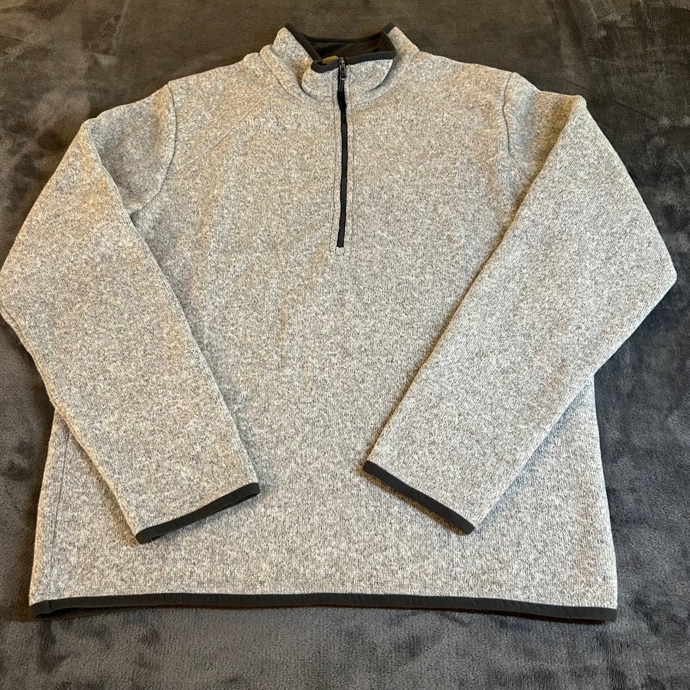 Koppen Quarter Zip Fleece Sweater Mens Small Gray Heathered Pullover